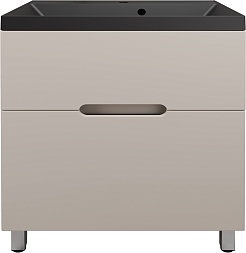 Style Line Тумба с кварцевой раковиной антрацит Матис 70 крем – фотография-1